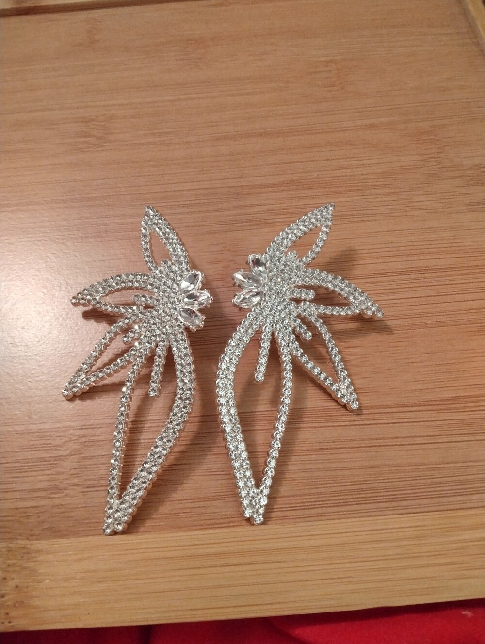 Silver Crystal Floral Statement Earrings